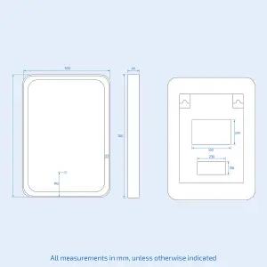 Nes Home Rectangle Demist LED Bathroom Mirror Touch Matte Black 500 X 700mm