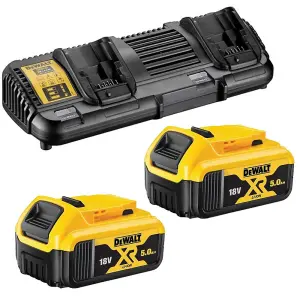 Dewalt DCB184 5.0ah 18v XR Lithium Ion Battery Twin Pack + DCB132 Dual Charger