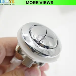 38mm Round Dual Push Toilet Flush Button, Plastic Chrome Plated Closestool Water Tank Replacement Dual Rod Push Cistern Standard P