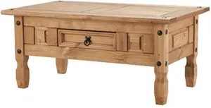 Seconique Corona Coffee Table With Drawer, Pine, Farmhouse, Medium Wood, Natural