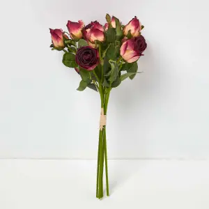 Homescapes Artificial Bouquet of Dried Burgundy Roses