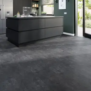 GoodHome Mambo Dark Grey Natural Slate effect Textured Click vinyl Tile, 2.23m²