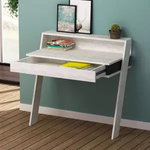 FWStyle 1 Drawer 1 Shelf Home Office Wall Mounted Study Desk Ancient White