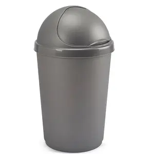 Plastic Rubbish Bin Silver / 30L / 55cm H  x 40cm W  x 40cm D