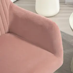 HOMCOM Modern Accent Chair Velvet-Touch Upholstered Armchair Pink