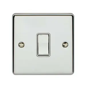 2 PACK 1 Gang Single INTERMEDIATE Light Switch CHROME & White 10A Rocker