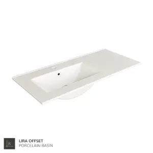 Banyetti Evora 800mm Wall Hung Basin Unit with Matt Black Handles - Iron Oak