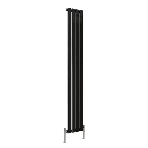 Vertical Black Single Flat Panel Radiator (H) 1800 mm x (W) 272 mm, 2196 BTU.