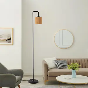 Cylindrical Shape Modern Floor Lamp Standing Light 158cm H,Light Brown