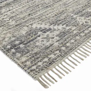 Melrose Blended Serenity Frilled End Charcoal Large Area Rug 160/230cm