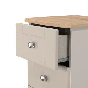 Sussex Ready assembled Beige & oak 5 Drawer Bedside chest (H)1074mm (W)395mm (D)411mm