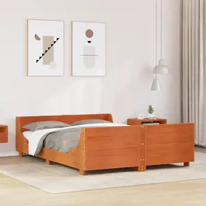 Berkfield Bed Frame without Mattress Wax Brown 120x190 cm Small Double Solid Wood Pine