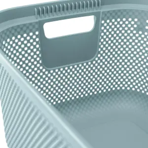 Keeeper Laundry Basket with Side Handles & Air-Permeable Nordic Blue