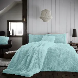 Wilfred Solid Colour Duvet Cover Set with Pillowcases Duck Egg / Double - 2 Standard Pillowcases