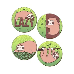 Grindstore Lazy Sloth 4 Piece Coaster Set Green (One Size)