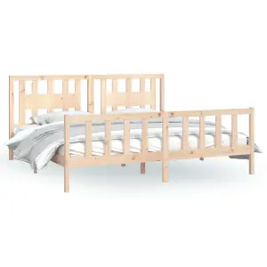 Berkfield Bed Frame with Headboard Solid Wood Pine 200x200 cm