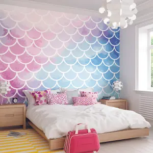 Origin Murals Magical Children's Mermaid Scales Matt Smooth Paste the Wall Mural 350cm wide x 280cm high