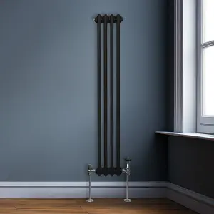 Traditional 2 Column Radiator - 1500 x 202 mm - Black