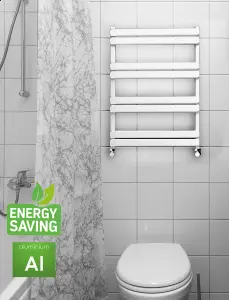 Aluminium Towel rail. compatible with heat pump. energy efficient. White. Model: Venice. Height: 775mm. width: 500mm