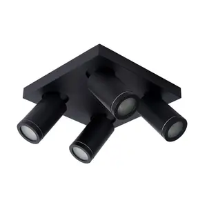 Lucide Taylor Modern Ceiling Spotlight Bathroom - LED Dim to warm - GU10 - 4x5W 2200K/3000K - IP44 - Black