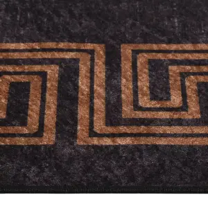 Rug Washable Black and Gold 150x230 cm Anti Slip