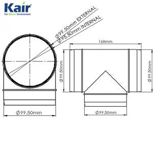 Kair Round Equal T-Piece 100mm - 4 inch Plastic Ducting Tee Junction Connector