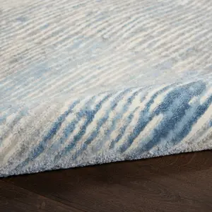 Grey Blue Modern Easy to Clean Abstract Rug for Living Room, Bedroom - 160cm X 221cm