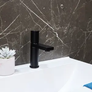 Flode Limingen Mono Basin Mixer Tap Matt Black