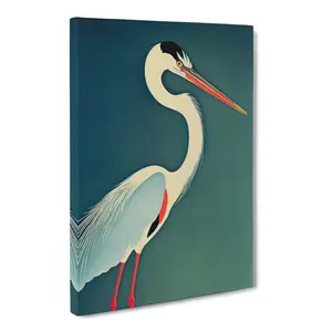 Heron Painting Mid Century 60cm H x 40cm W x 3cm D