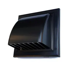 Black Air Vent Grille 190mm x 190mm / 100mm with Gravity Flap