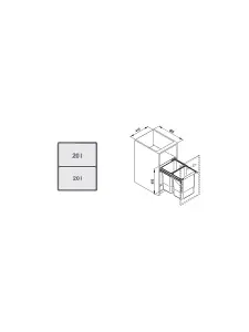 REJS recycle bin, pull out waste bin - W: 450mm (JC606M-2), with front fixing brackets