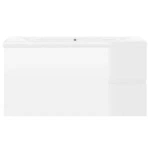 Berkfield Sink Cabinet with Built-in Basin High Gloss White Engineered Wood