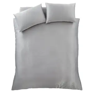 Silky Soft Satin Duvet Cover Set with Pillowcases Silver / Single Duvet Cover + 1 Standard Pillowcase