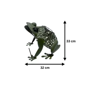 Solar Garden Frog Ornament Silhouette Outdoor Light Decor Animal Novelty Pond