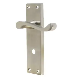 Door Handles Victorian Scroll Lever Bath Lock - Satin 150 x 40mm