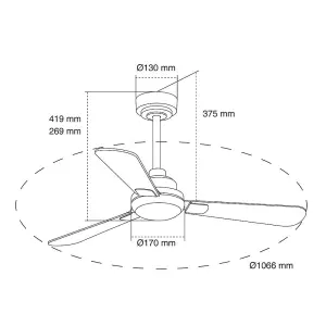 Luminosa Noe LED 3 Blade DC Ceiling Fan 3CCT 18W 1500Lm Reversible Blades Ash/White