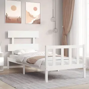 Berkfield Bed Frame with Headboard White 90x200 cm Solid Wood