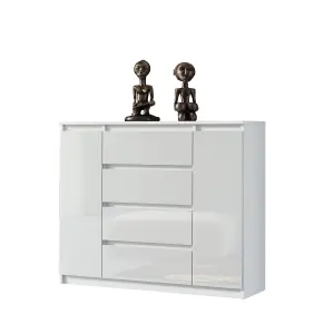 6-Drawer 2 Doors Chest of Drawers 120cm White - Creative Furniture