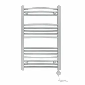 Right Radiators Prefilled Thermostatic Electric Heated Towel Rail Curved Ladder Warmer Rads - Chrome 800x500 mm