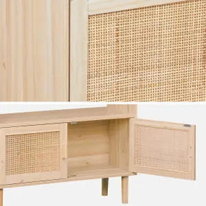 sweeek. Woven rattan bookcase with storage cupboard Camargue Natural 80x30x140 cm