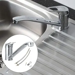 Bristan Monbloc Kitchen Sink Mixer Tap Single Lever Swivel Spout Chrome + Flexi