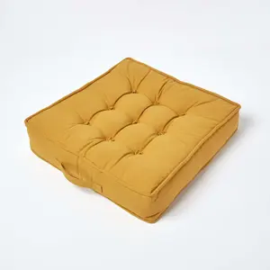 Homescapes Mustard Cotton Armchair Booster Cushion