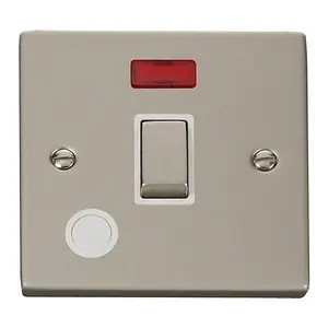 Pearl Nickel 1 Gang 20A Ingot DP Switch With Flex With Neon - White Trim - SE Home