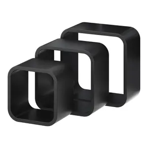 GoodHome Cusko Black Cube shelf (L)32.5cm x (D)15.5cm, Set of 3