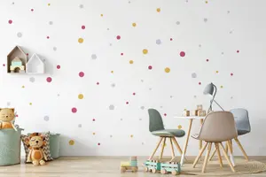 Mustard Pink Shades Polka Dot Wall Stickers