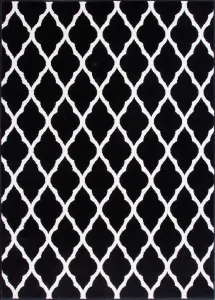 Black White Monochrome Classic Trellis Living Room Rug 190x280cm