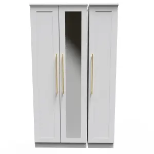 Helmsley Tall Triple Mirror Wardrobe in White Ash (Ready Assembled)