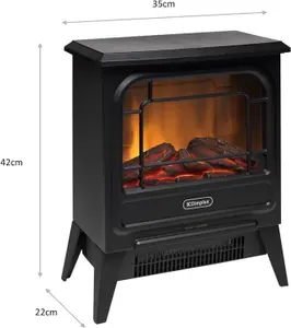 Dimplex MicroStove Optiflame Electric Stove, Compact, Portable Freestanding Cast Iron Effect Stove with Artificial Log Fuel Bed, L