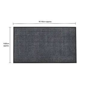 JVL Heavy Duty Barrier Door Mat, 80x140cm, Blue/Black