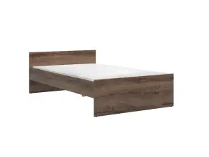 Single Bed Frame Headboard Bedroom Dark Oak Effect Euro Solid Wood Slats Nepo